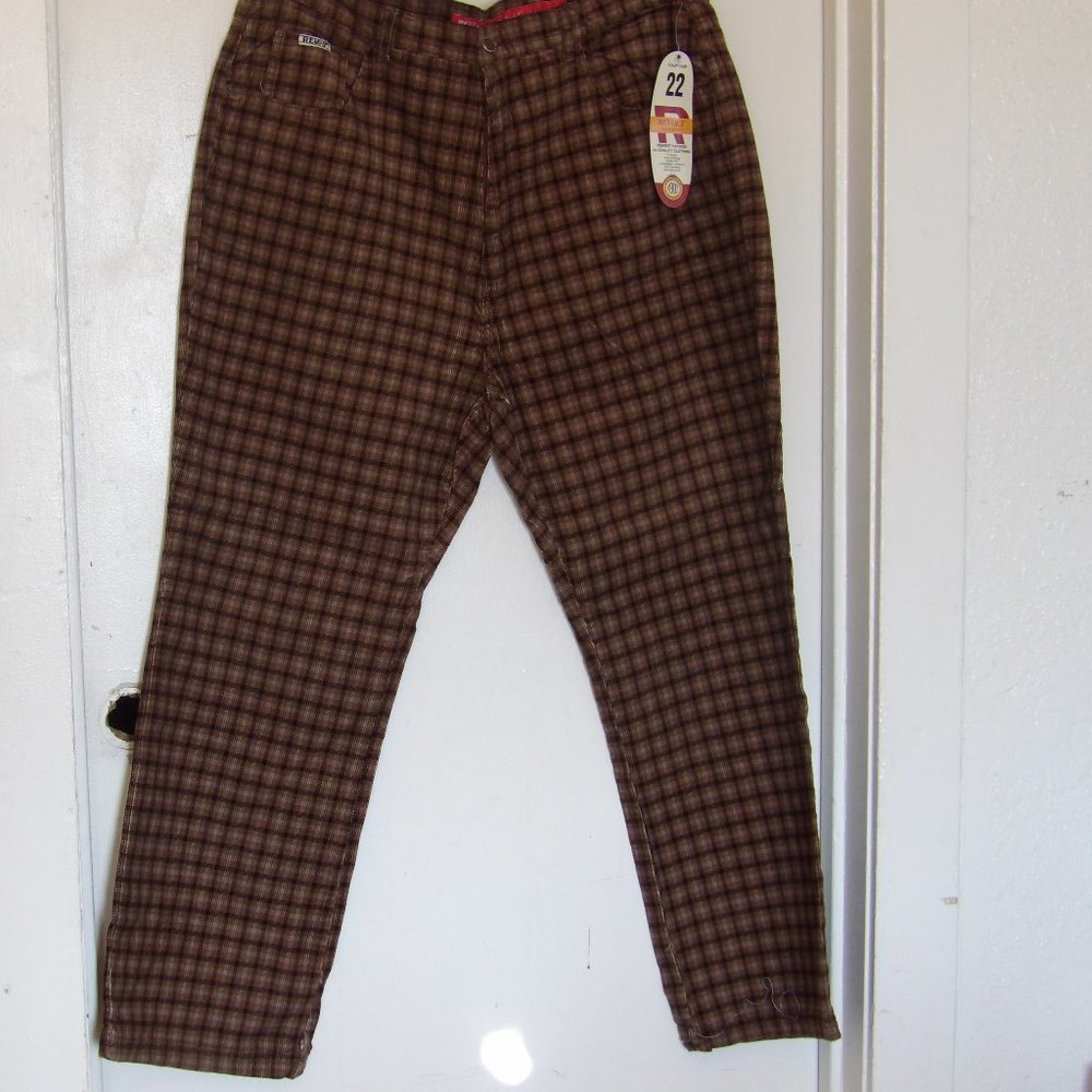 Revolt Jeans Brown Plaid Boot Cut Pants